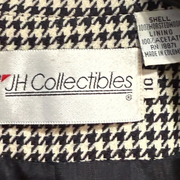 JH Collectibles Classic Black and White Houndstooth Women's Coat - Picture 6 of 8